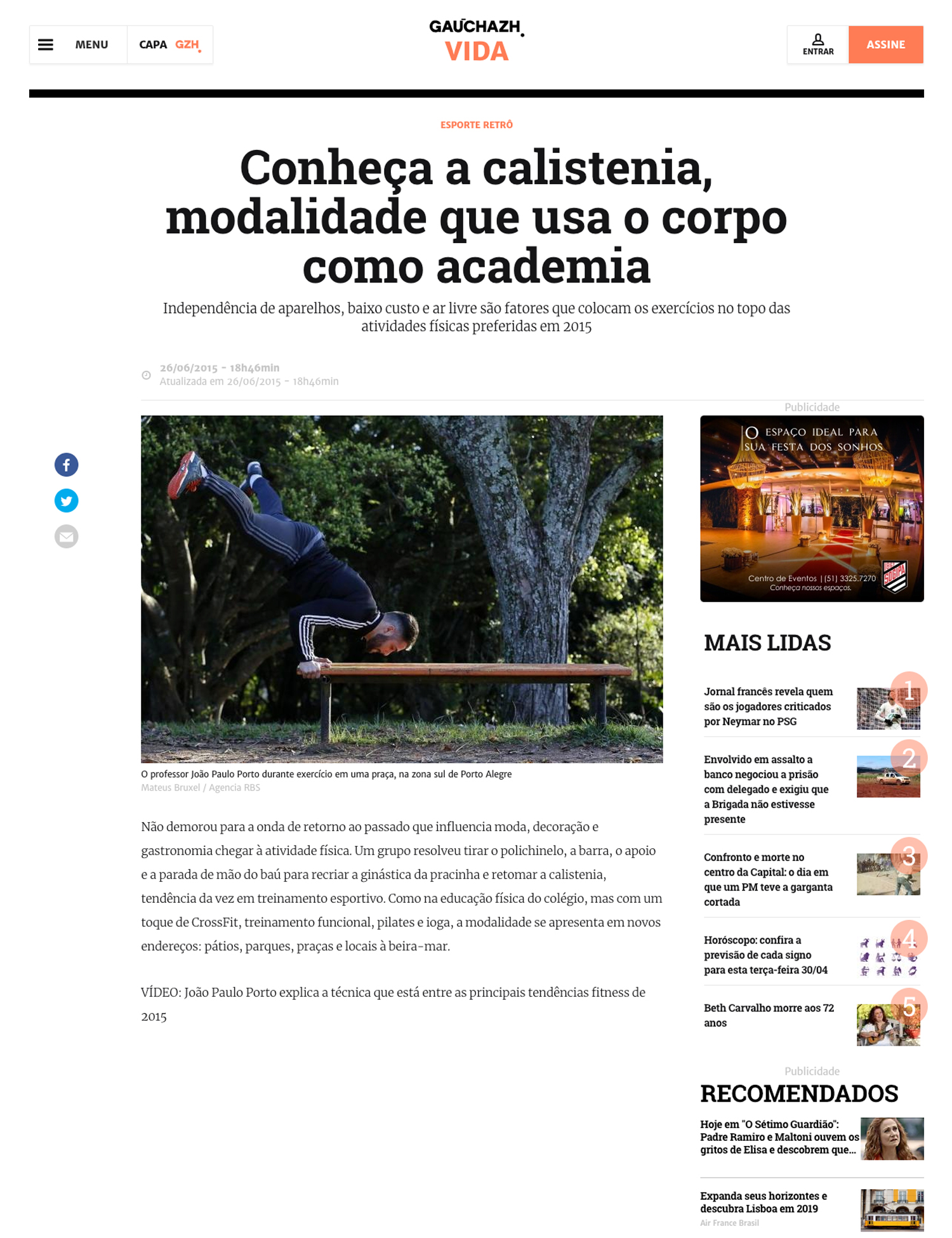 Bodyweight Training e Calistenia em Porto Alegre